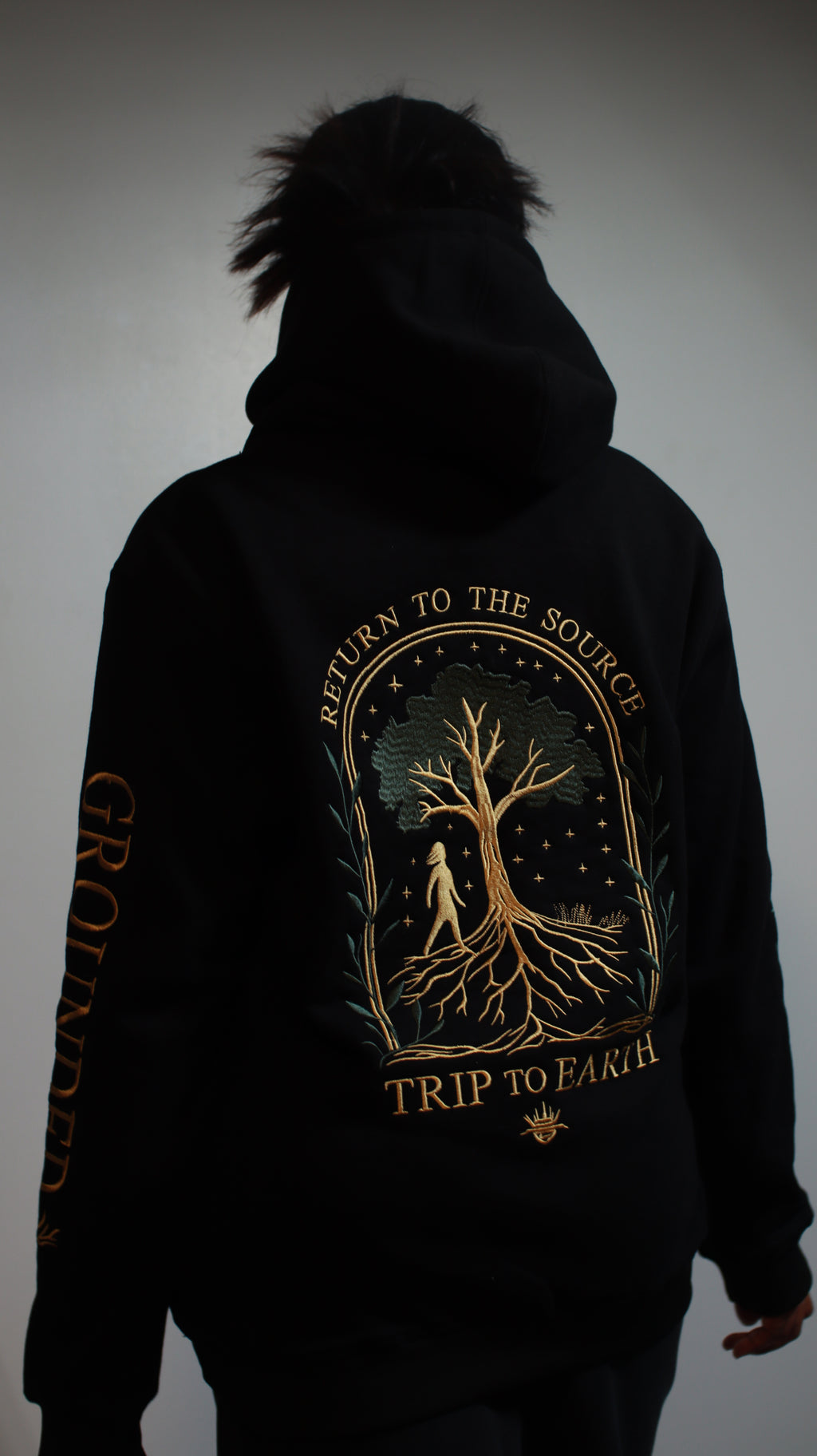 Return To Source - Premium Embroidered Cotton Hoodie – Earth Goddess Design