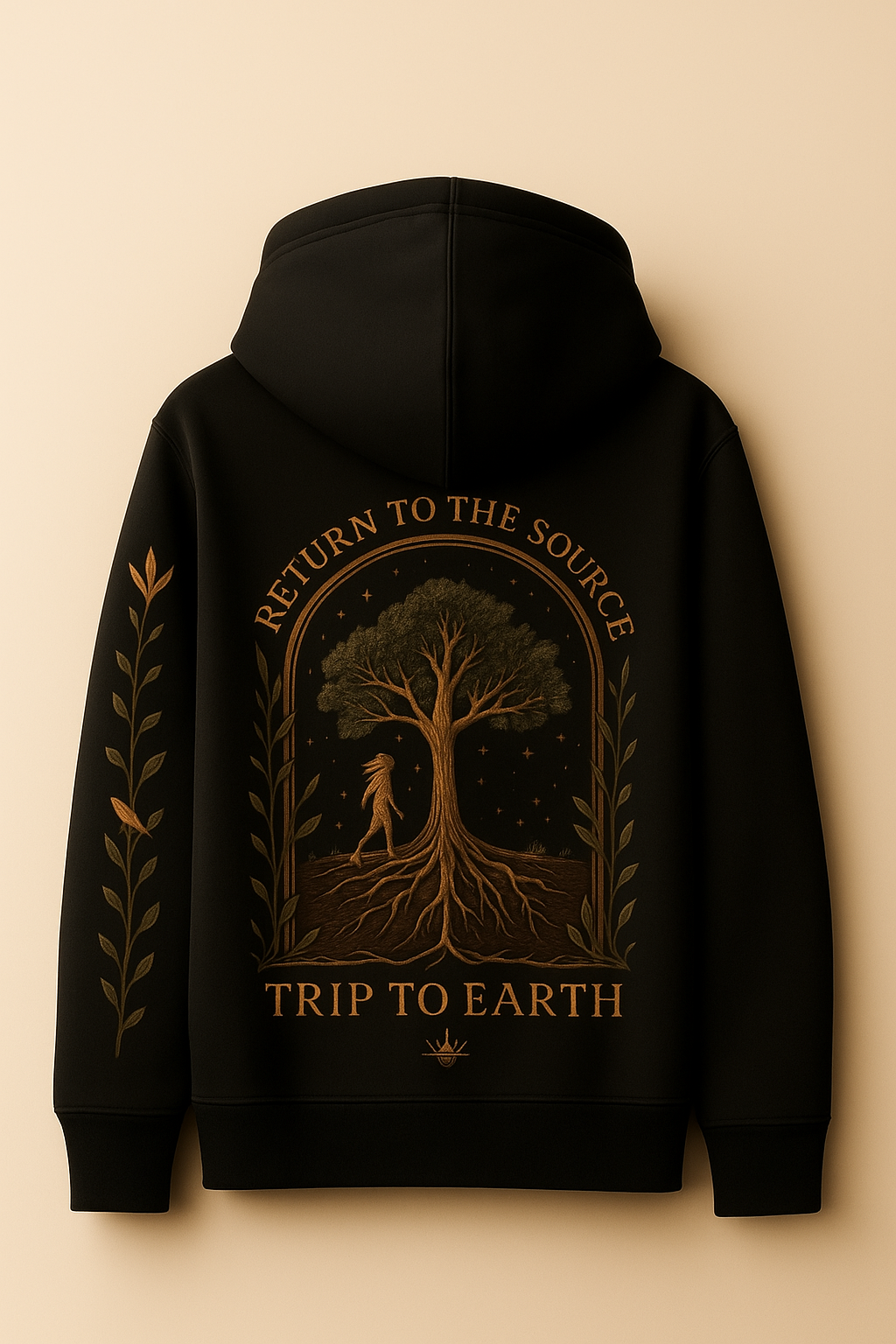 Return To Source - Premium Embroidered Cotton Hoodie – Earth Goddess Design